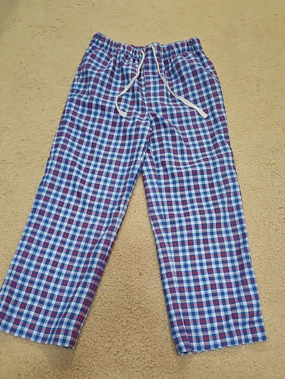 Blue Plaid Men’s Lounge Pants with Drawstring